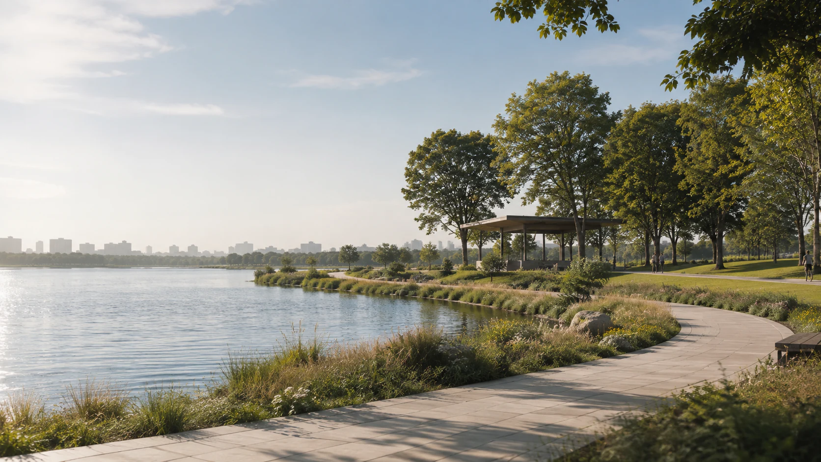 Fiktiver Park am Wasser als Konzeptsituation für ortsbezogene Dienste